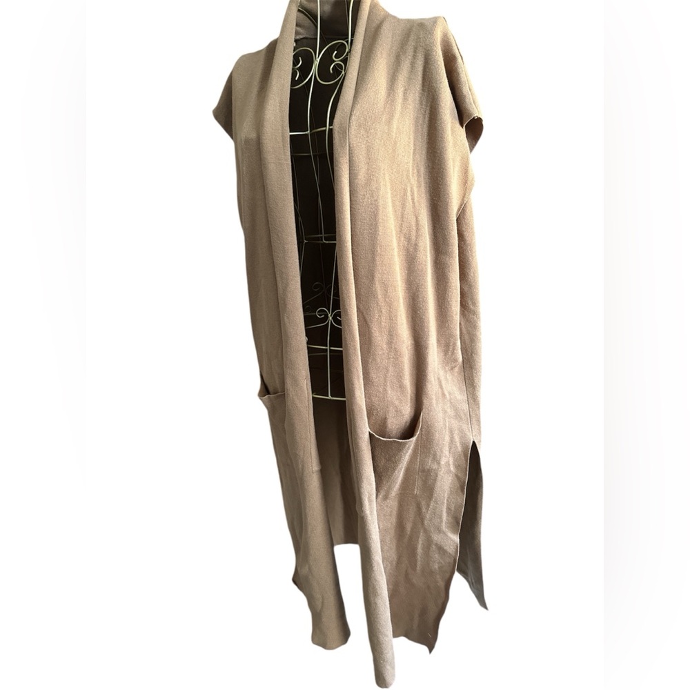 Joan Vass Sleevless Cardigan with Split Sides